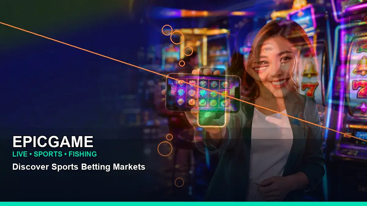 EPICGAME casino cashback rewards featuring an adult Filipina casino host with a wide-action composition