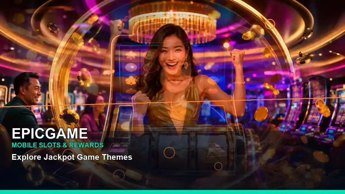 EPICGAME casino cashback rewards featuring an adult Filipina casino host with a centered composition